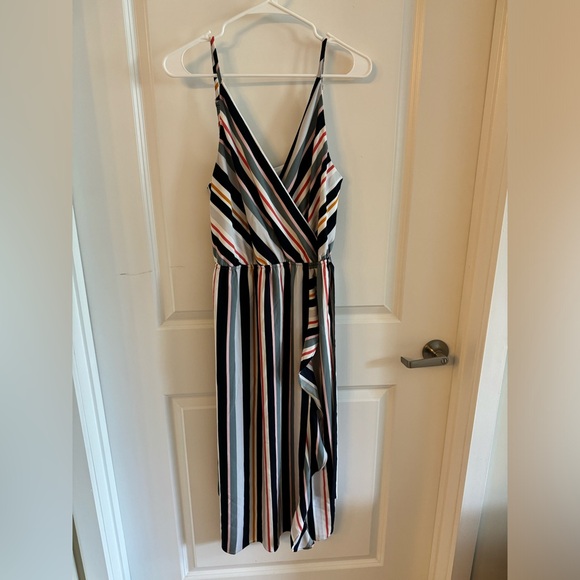 Striped Multicolor Faux Wrap Dress - LOFT Outlet - Picture 2 of 5